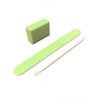 Одноразовый набор для маникюра 120/120, цвет зелёный (пилка, мини баф, апельсиновая палочка)  , Kodi